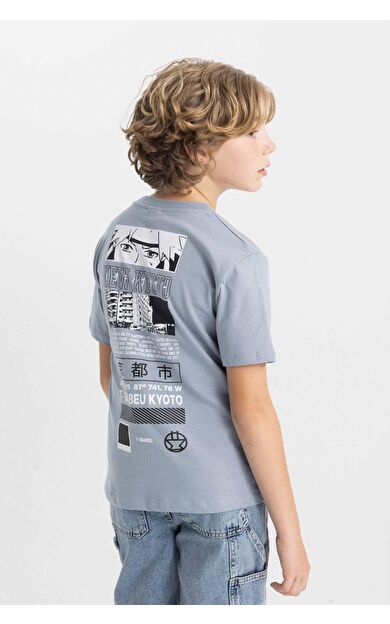 DeFactoFit Erkek Çocuk Regular Fit Bisiklet Yaka Baskılı Kısa Kollu Tişört D0423A824SMGR27