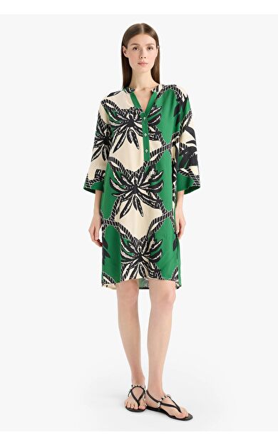 DeFacto Regular Fit Desenli Plaj Elbisesi-Fall in Love D0452AX25SMGN512