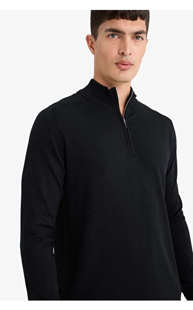 DeFacto Standart Fit Dik Yaka Yarım Fermuarlı Triko Kazak