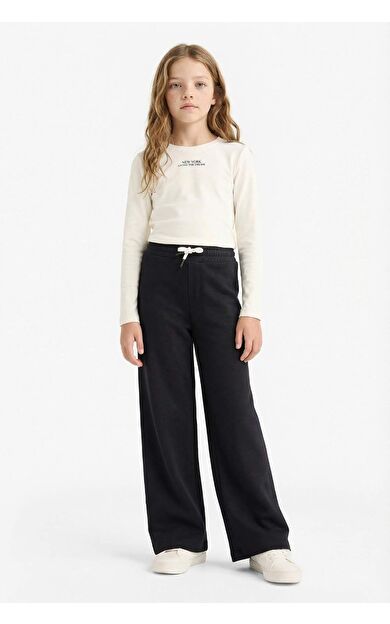 DeFacto Kız Çocuk Wide Leg Beli Lastikli Geniş Paça Eşofman Altı D0743A825AUBK81