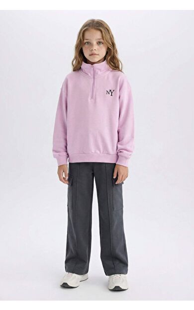 DeFacto Kız Çocuk Wide Leg Bol Geniş Paça Kargo Cepli Eşofman Altı