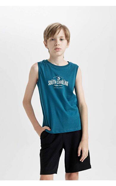 DeFacto Erkek Çocuk Bisiklet Yaka Baskılı Atlet D0778A824HSBE803