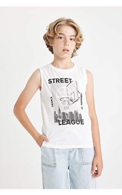 DeFactoFit Erkek Çocuk Bisiklet Yaka Baskılı Atlet D0781A824HSWT34