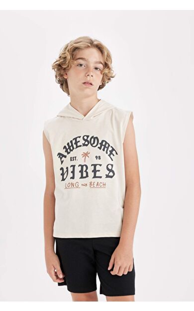 DeFactoFit Erkek Çocuk Kapüşonlu Baskılı Atlet D0783A824HSBG74