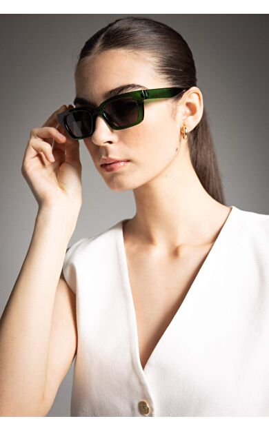 DeFactoFit Kadın Siyah Dikdörtgen Plastik/Metal Güneş Gözlüğü