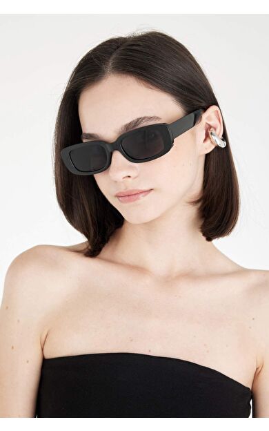 DeFacto DeFactoFit Kadın Siyah Dikdörtgen Plastik/Metal Güneş Gözlüğü