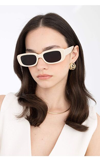 DeFactoFit Kadın Siyah Dikdörtgen Plastik/Metal Güneş Gözlüğü