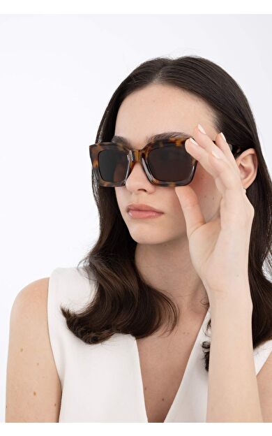 DeFacto DeFactoFit Kadın Kahverengi Kare Plastik/Metal Güneş Gözlüğü