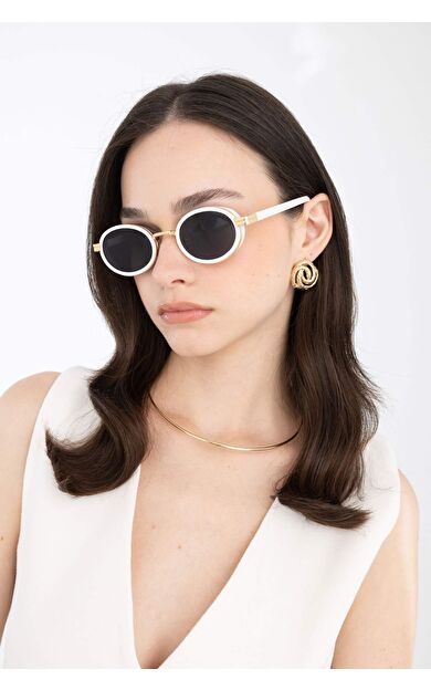 DeFactoFit Kadın Siyah Yuvarlak Plastik/Metal Güneş Gözlüğü