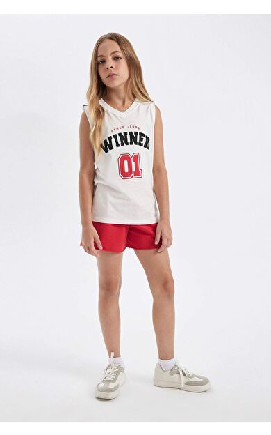 DeFactoFit Kız Çocuk Dokuma Etiketli Şort D0907A824HSRD117