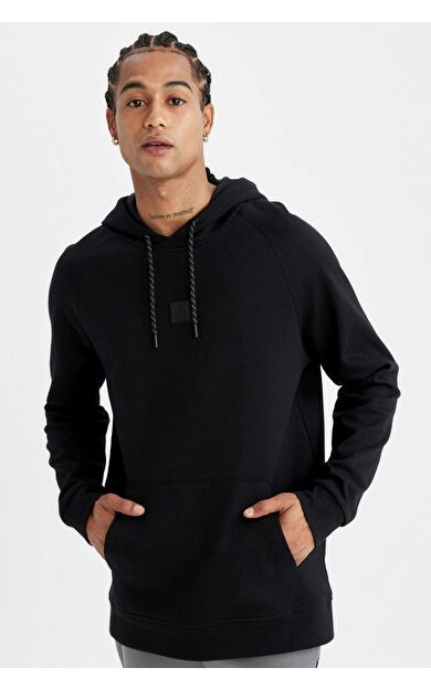 DeFacto DeFactoFit Standart Fit Kapüşonlu Sporcu Sweatshirt D0926AX24AUBK81