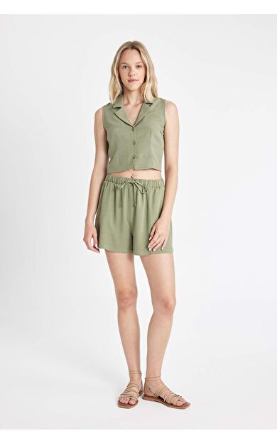 DeFactoFit Regular Fit Normal Bel Keten Karışımlı Şort D0967AX24HSKH461