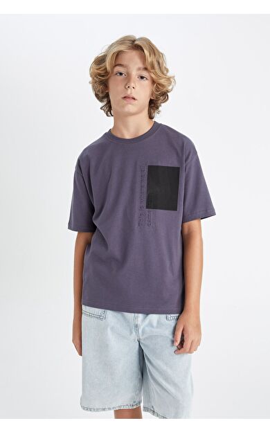 DeFacto DeFactoFit Erkek Çocuk Oversize Fit Bisiklet Yaka Baskılı Kısa Kollu Tişört D0987A824AUIN254