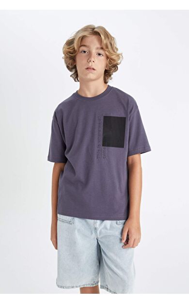 DeFacto DeFactoFit Erkek Çocuk Oversize Fit Bisiklet Yaka Baskılı Kısa Kollu Tişört D0987A824AUIN254