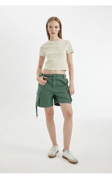 DeFacto DeFactoFit Coool Regular Fit Normal Bel Kısa Paça Gabardin Şort D1006AX24SMGN1102