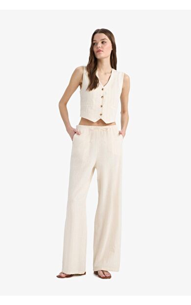 DeFacto Wide Leg Üç Cepli Normal Bel Standart Boy Pantolon D1010AX25SPER42