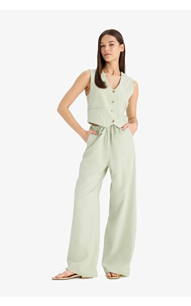 DeFacto Wide Leg Üç Cepli Normal Bel Standart Boy Pantolon D1010AX25SPGN1181