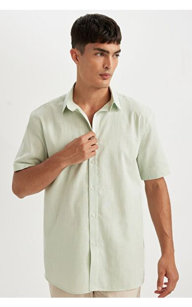 DeFacto DeFactoFit Regular Fit Polo Yaka Pamuklu Kısa Kollu Gömlek D1057AX24AUTR284