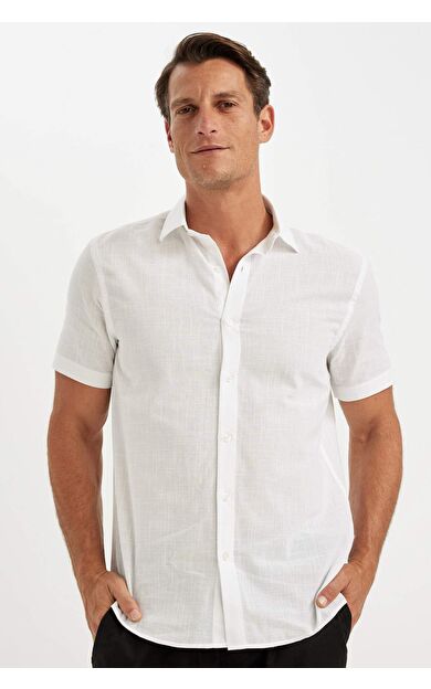 DeFacto Regular Fit Polo Yaka Pamuklu Kısa Kollu Gömlek D1057AX24AUWT34