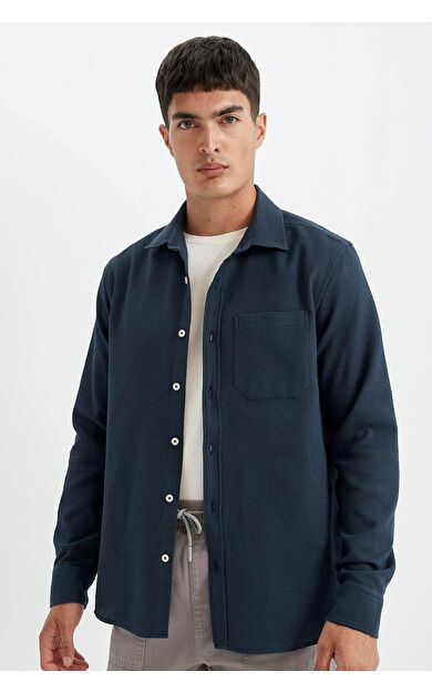 DeFacto Regular Fit Polo Yaka Pamuklu Uzun Kollu Gömlek D1058AX24AUAR224