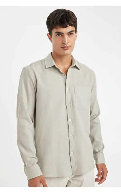 DeFacto Regular Fit Polo Yaka Pamuklu Uzun Kollu Gömlek D1058AX24AUGR322