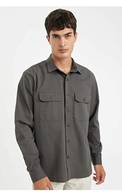 DeFacto Regular Fit Polo Yaka Pamuklu Uzun Kollu Gömlek D1060AX24AUGR164