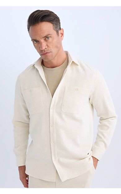 DeFacto Relax Fit Polo Yaka Flanel Uzun Kollu Gömlek D1061AX24WNER98