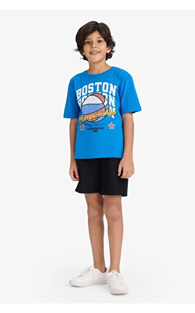 DeFactoFit Erkek Çocuk Baskılı Kısa Kollu Tişört Şort 2'li Takım D1160A824HSBE103