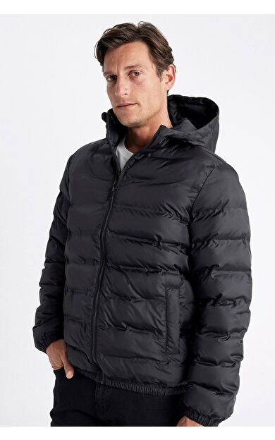 DeFacto Slim Fit Su İtici Kapüşonlu Mont D1185AX24WNBK27