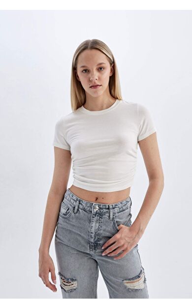 DeFacto DeFactoFit Fitted Bisiklet Yaka Modal Kısa Kollu Tişört