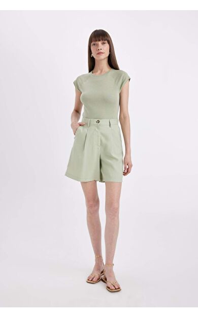 DeFactoFit Yüksek Bel Geniş Paça Şort D1198AX24SMGN1212