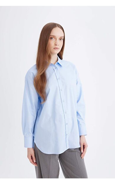 DeFacto Relax Fit Oxford Uzun Kollu Gömlek Tunik