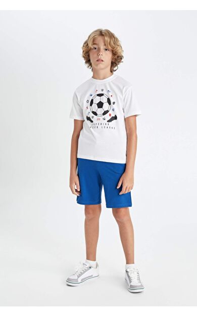 DeFactoFit Erkek Çocuk Baskılı Kısa Kollu Tişört Şort 2'li Takım D1356A824HSWT34