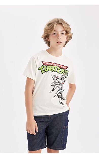 DeFacto DeFactoFit Erkek Çocuk Ninja Turtles-Retro Bisiklet Yaka Kısa Kollu Tişört