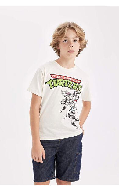 DeFactoFit Erkek Çocuk Ninja Turtles-Retro Bisiklet Yaka Kısa Kollu Tişört
