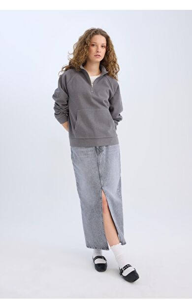 DeFacto Long  Fit Yırtmaçlı Cepli Uzun Boy Jean Etek