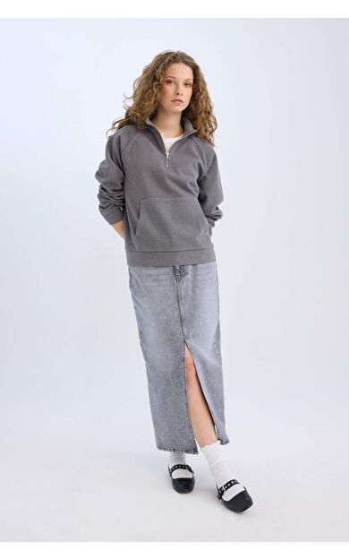 DeFacto Long  Fit Yırtmaçlı Cepli Uzun Boy Jean Etek