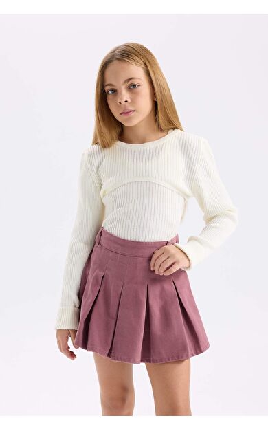 DeFacto Kız Çocuk Fitted Bisiklet Yaka Triko Kazak