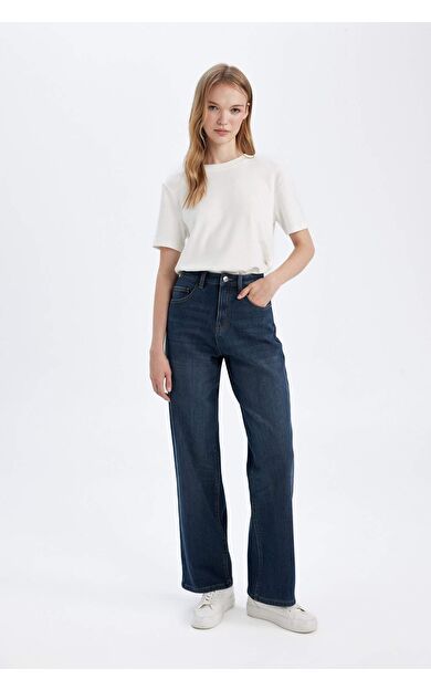 DeFacto Relax Fit Yüksek Bel Uzun Jean Pantolon D1402AX24WNNM28
