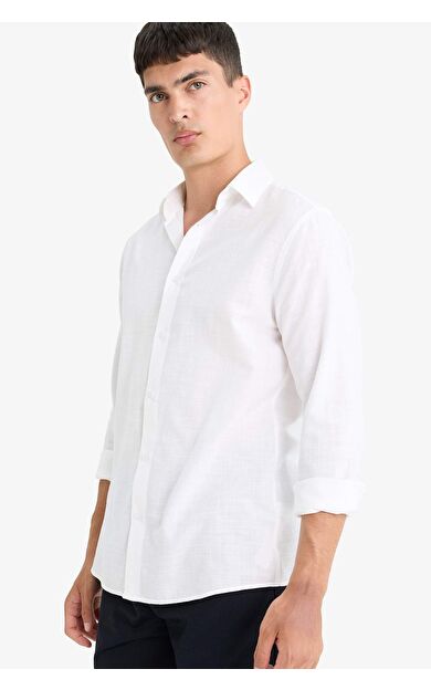 DeFacto Modern Fit Polo Yaka Pamuklu Uzun Kollu Gömlek D1629AX25AUWT34