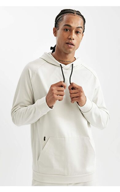 DeFactoFit Standart Fit Kapüşonlu Skuba Dalgıç Kumaş Sporcu Sweatshirt D1950AX24AUBG721