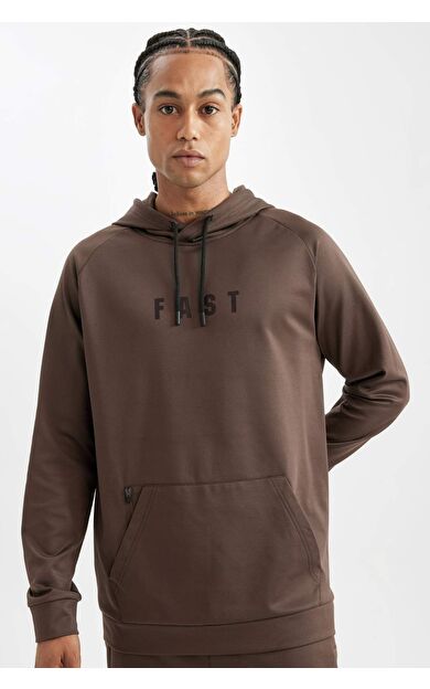 DeFactoFit Standart Fit Kapüşonlu Skuba Dalgıç Kumaş Sporcu Sweatshirt D1950AX24AUBN151