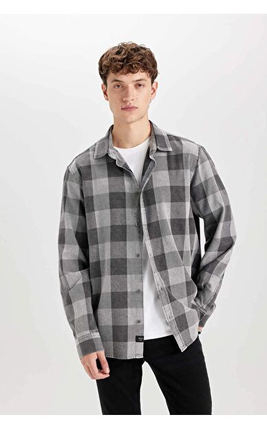 DeFacto Regular Fit Kareli Pamuklu Uzun Kollu Gömlek D1958AX24AUAR221