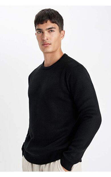 DeFacto Standart Fit Bisiklet Yaka Kazak D1967AX24AUBK27