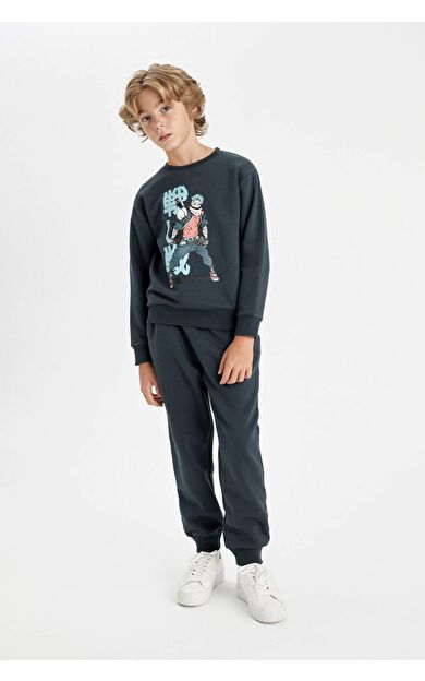Erkek Çocuk Baskılı Sweatshirt Eşofman Altı 2'li Takım