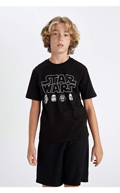 DeFacto DeFactoFit Erkek Çocuk Star Wars Bisiklet Yaka Kısa Kollu Tişört D2101A824HSBK81