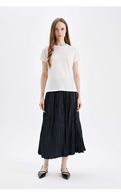 A Kesim Saten Maxi Etek