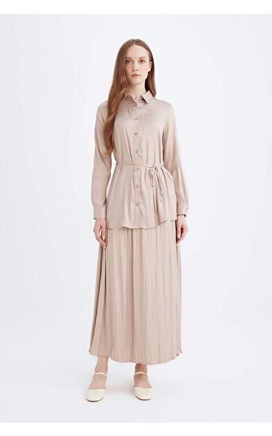 A Kesim Basic Düz Saten Maxi Etek