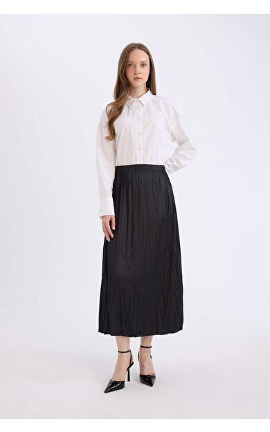 A Kesim Basic Düz Saten Maxi Etek