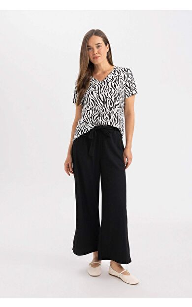 Culotte Geniş Paça Bürümcük Kapri